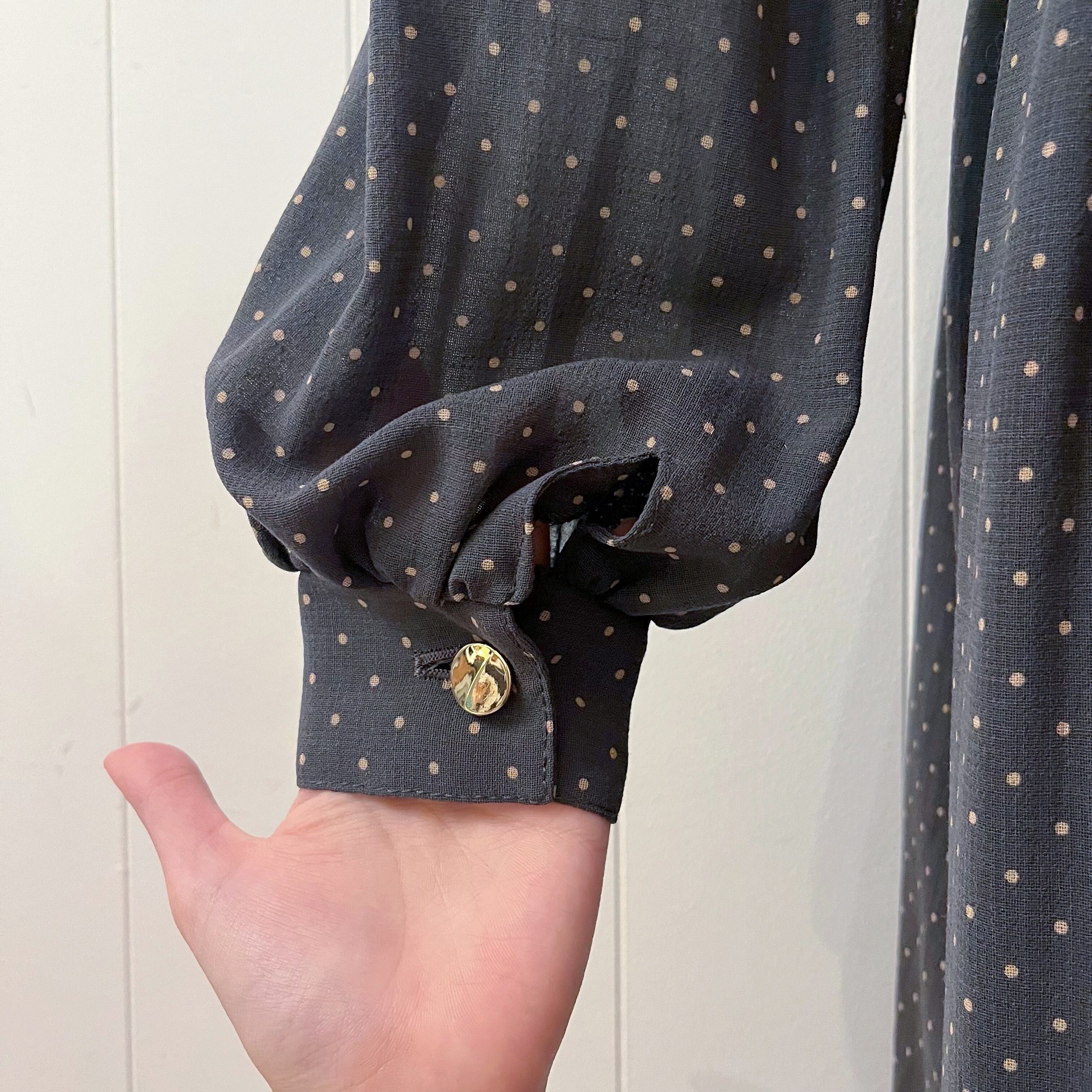 dark gray dot tuck flare one-piece