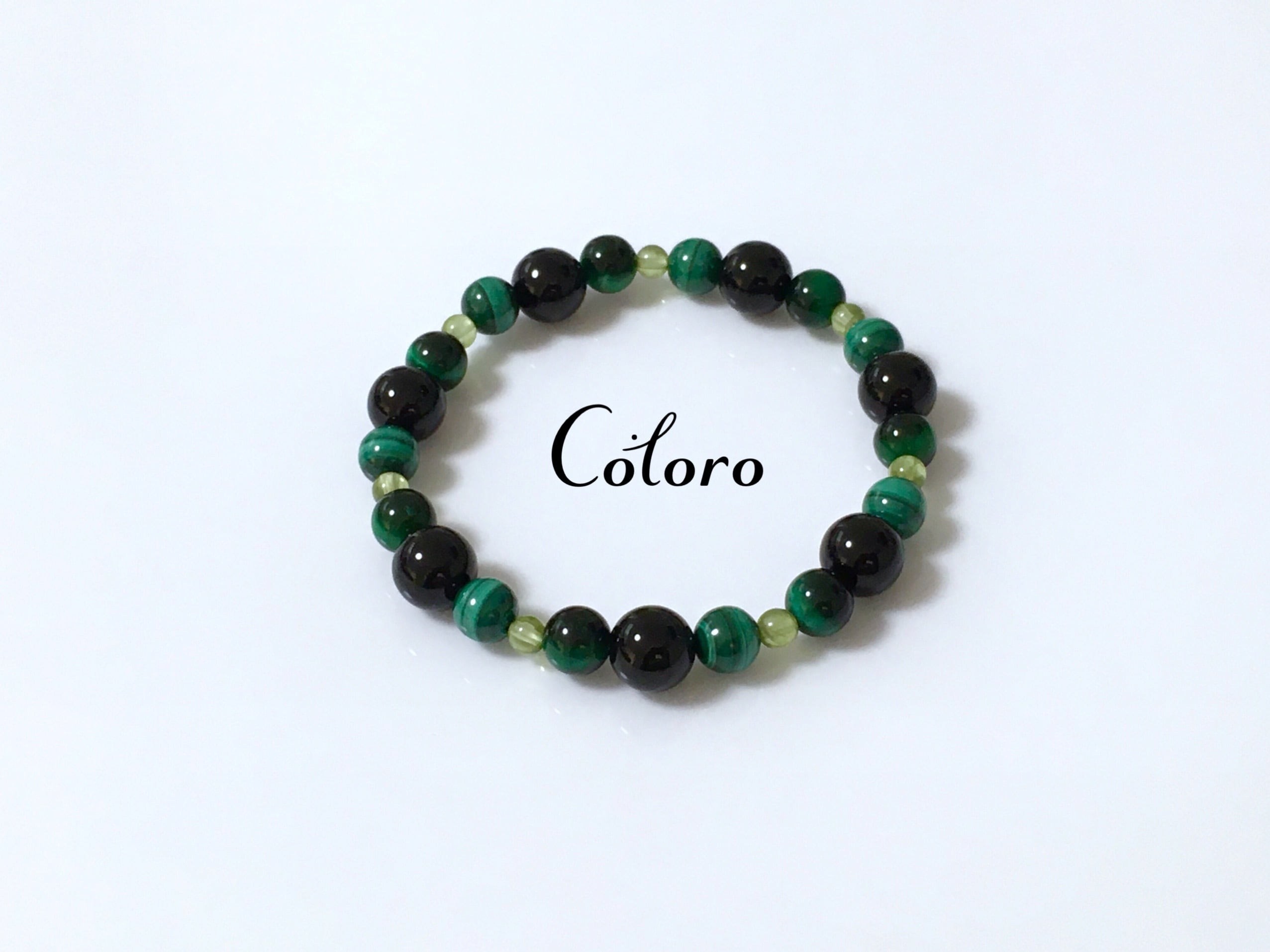 送料無料】☆モリオン（黒水晶）・マラカイト・グリーンカラータイガー