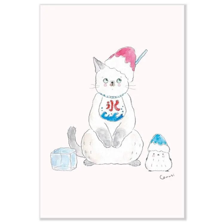 かき氷職人にゃんこ」ポストカード | tocorocomugi store