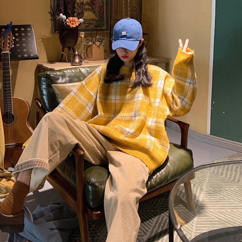 スタイルルーズセーター レディーススプリングスタンダードニット レトロ 春物 試着室4549694025