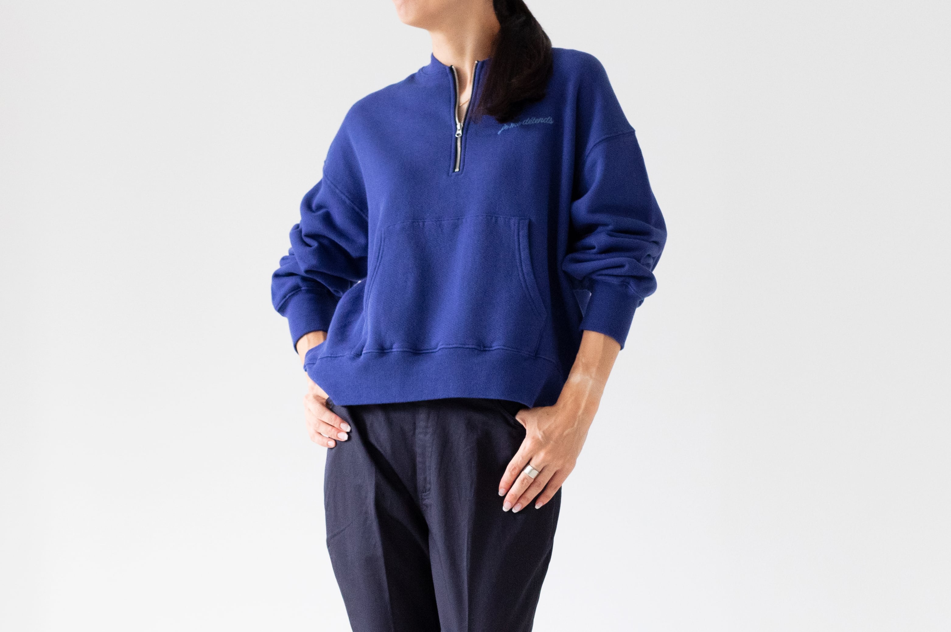 裏微起毛 - ハーフジッププリントスウェット  je me détends