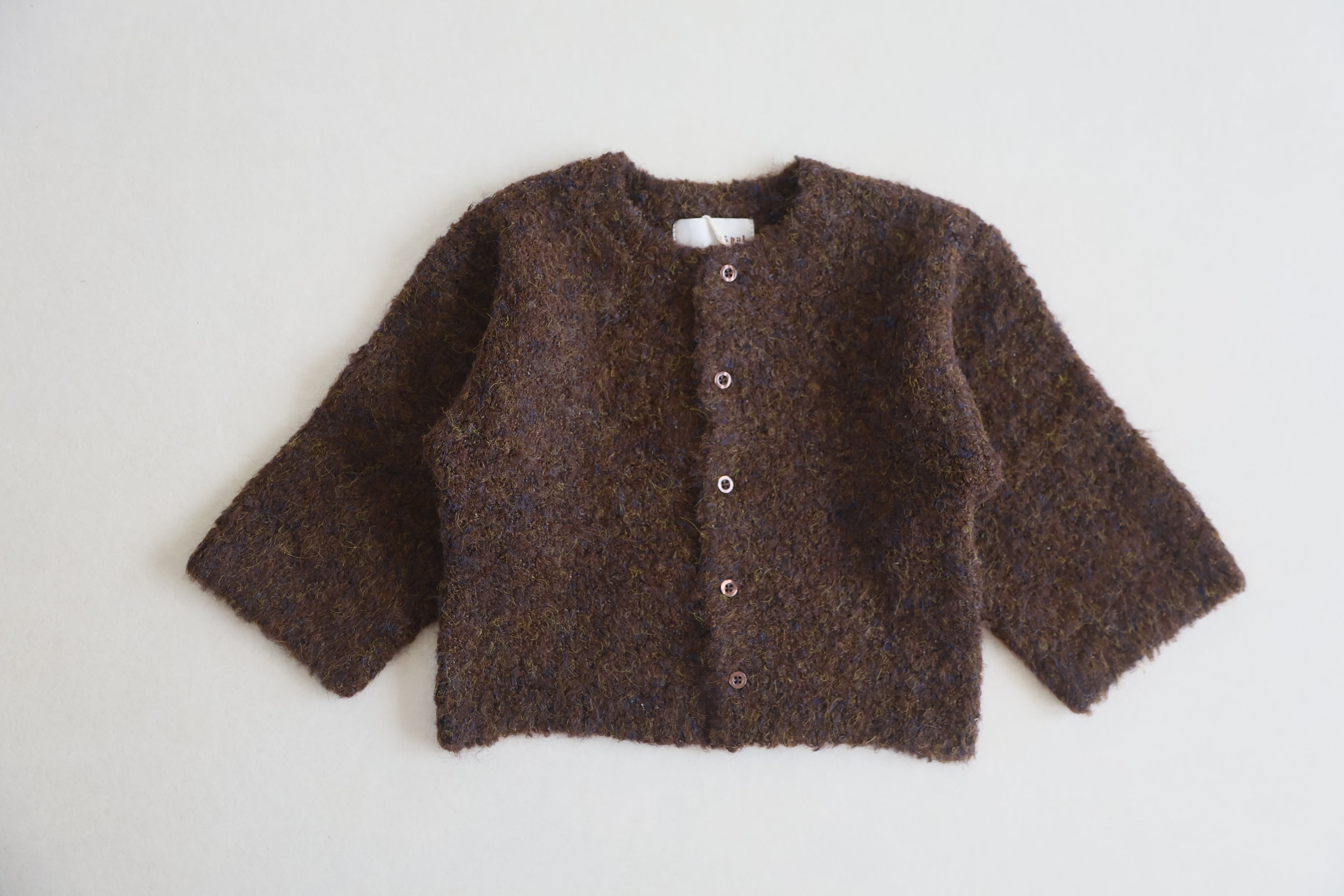& pal / curl yarn knit cardigan / brown / S,M,L,XL