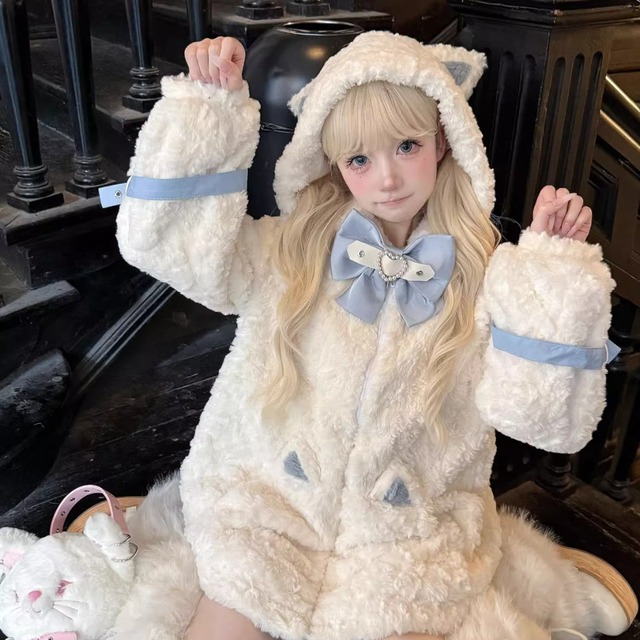 サブカル 服 地雷系 通販 秋冬 コート ねこ耳もこもこ 暖か | サブカル