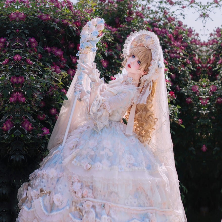 甘ロリ プリンセスドレス ジャンパースカート ピンクパープル 花嫁茶会