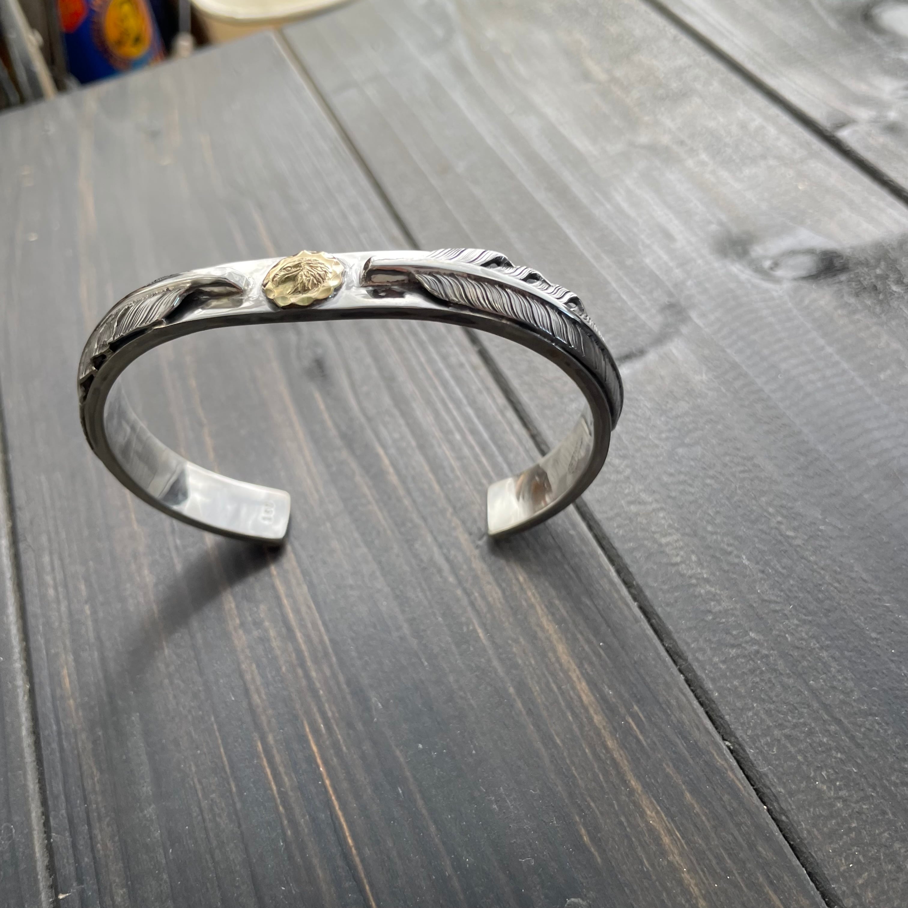 平打ちブレスk18lenny silver Narrow Eagle Head Bangle - バングル