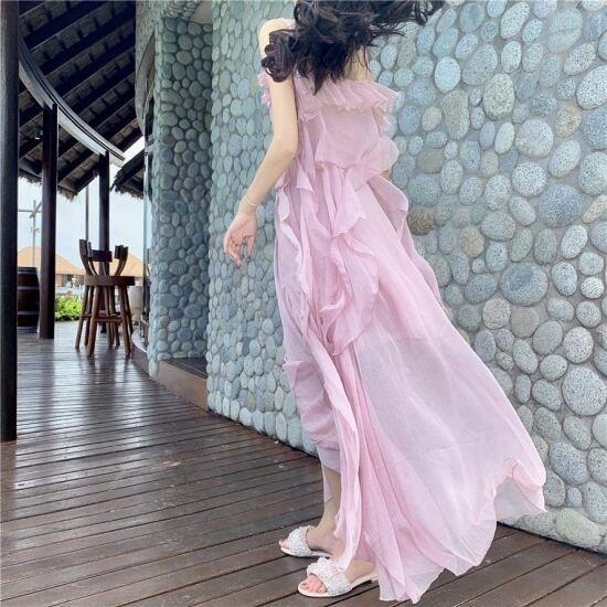 ロングワンピース 夏 ワンピース 大きいサイズ リゾートワンピース