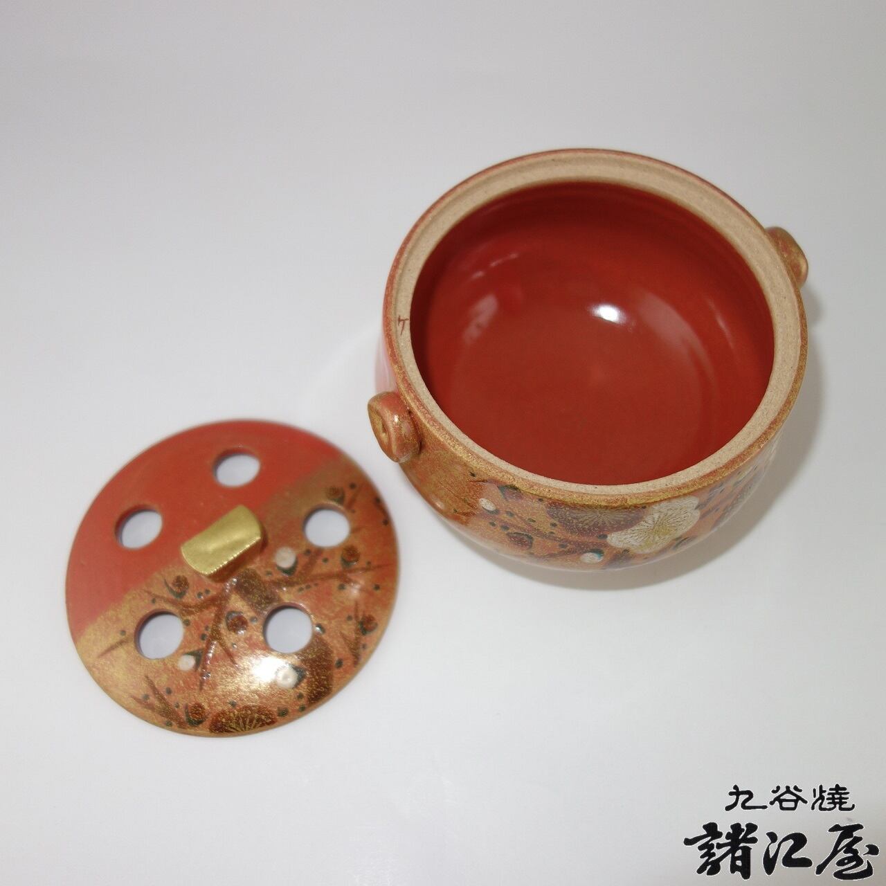 九谷焼 雅裕作 香炉 朱地紅白梅 | 九谷焼と和食器の通販サイト | 金沢