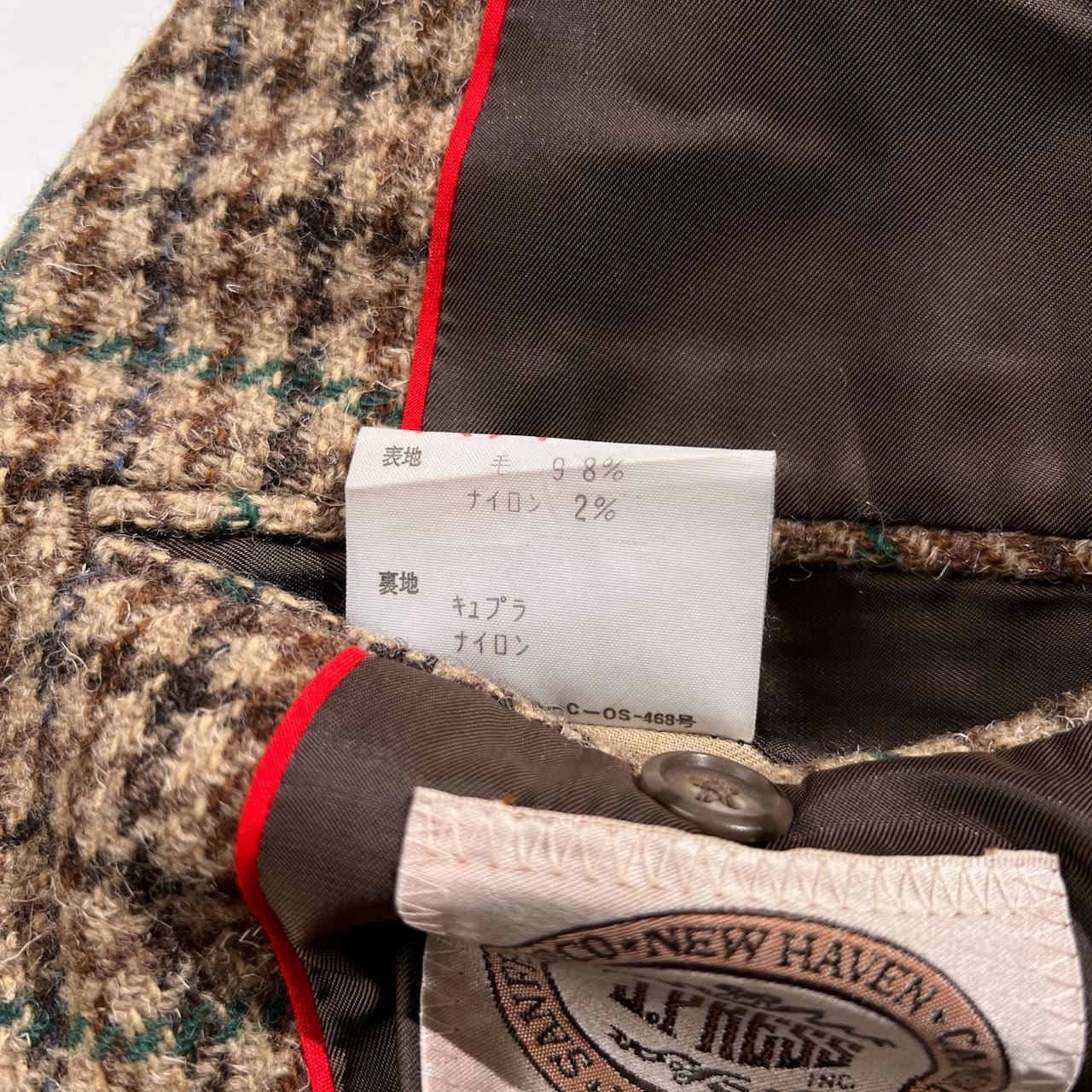 J.PRESS ジェイプレス レザー エルボーパッチ ガンクラブチェック ツイード テーラードジャケット 段返り3B /96-84-180/ビンテージ