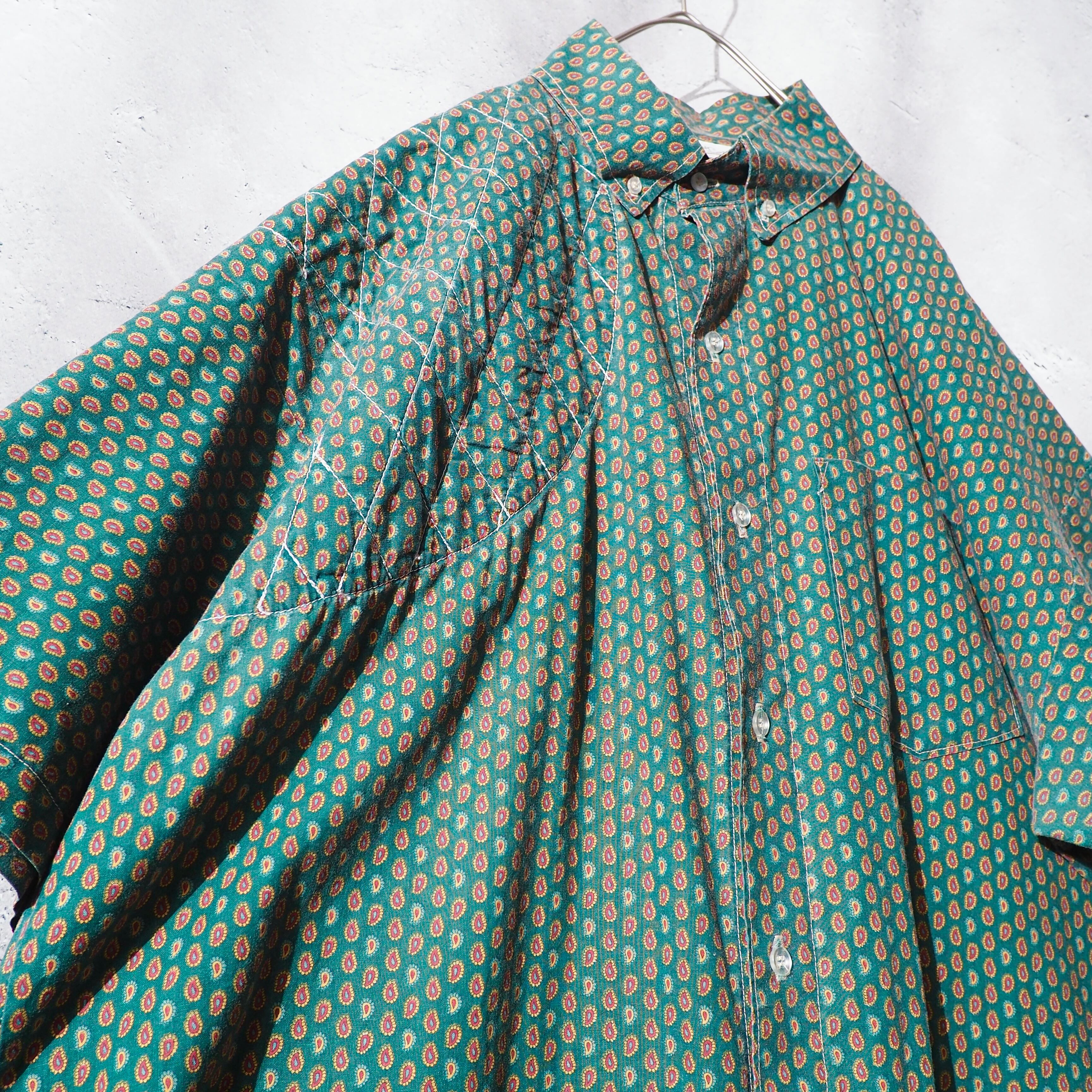 1990s Dull Green × Paisley pattern Vintage loose Hunting shirt