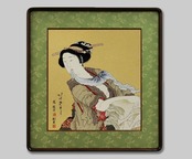 友禅浮世絵額装　北斎　砧美人図