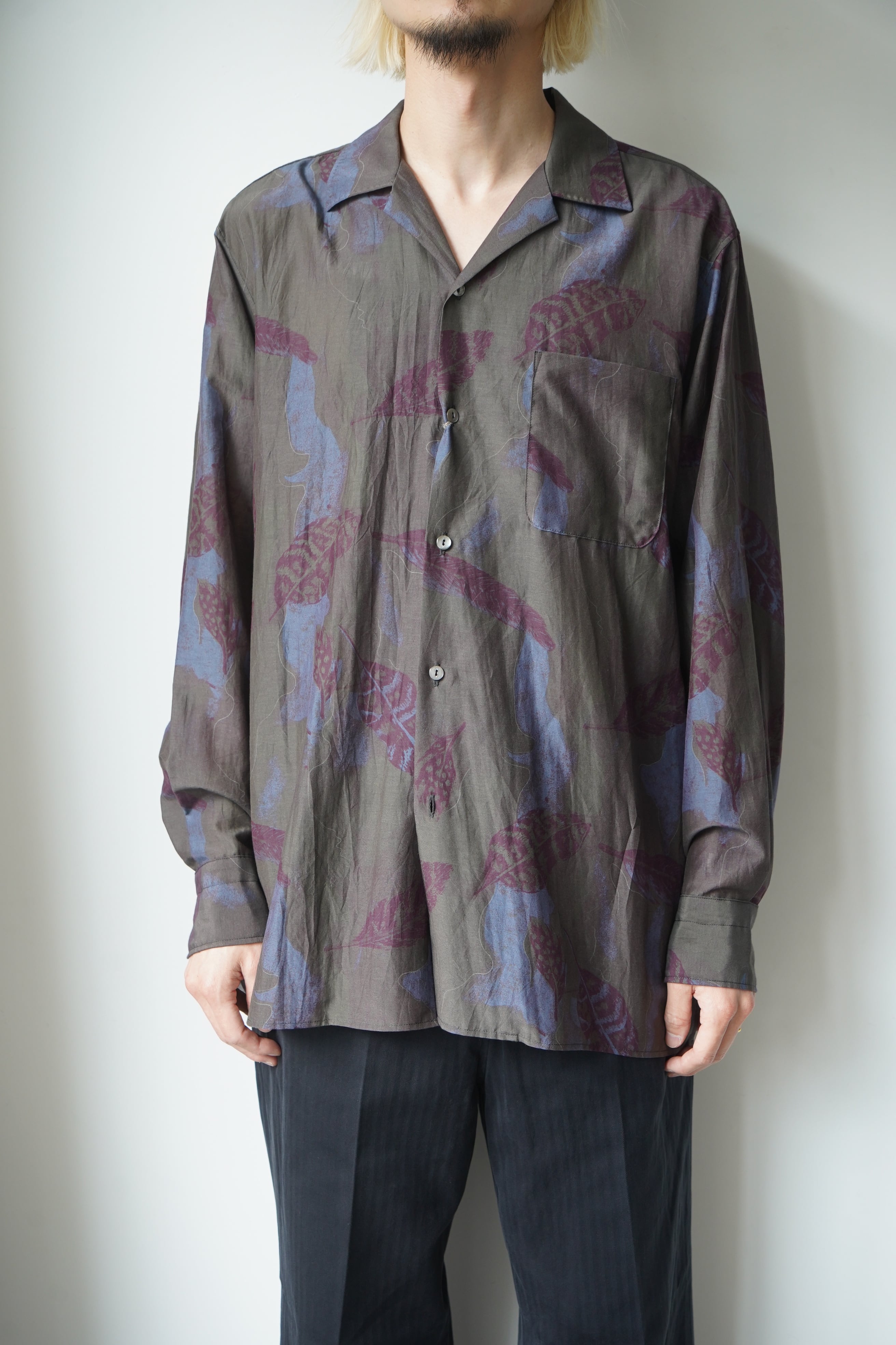 MAATEE&SONS /OPEN COLLAR SHIRTS LEAF PRINT | LiNN