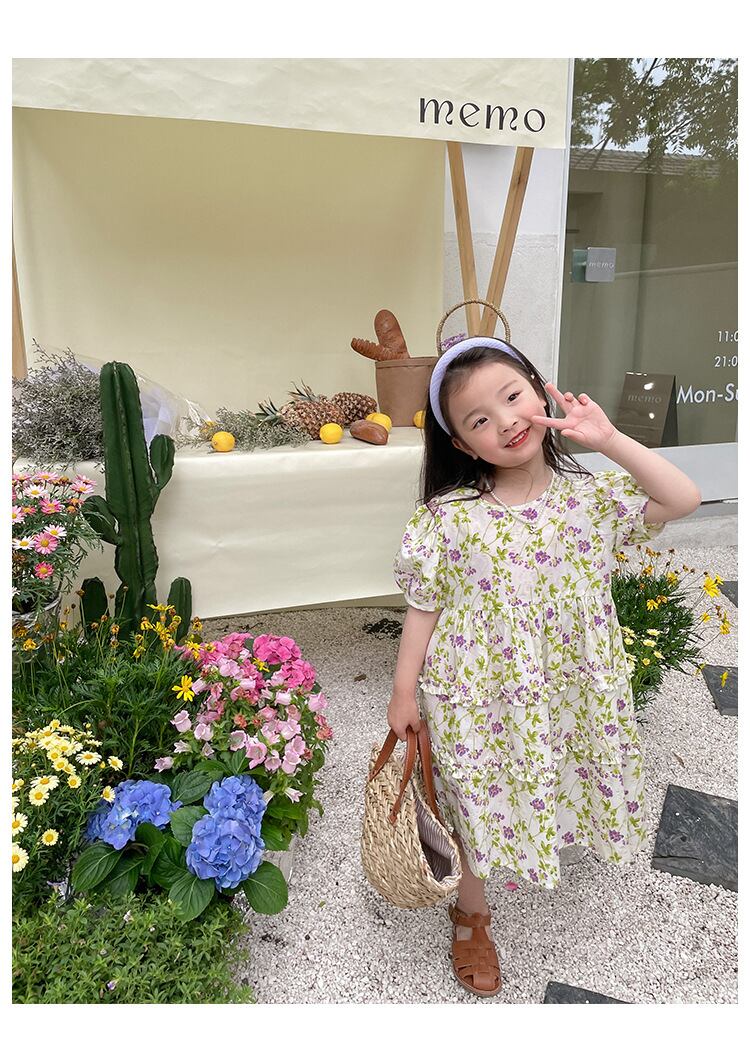 80cm]【在庫セール！】70%off【即納】小花柄ワンピース バイカラー 