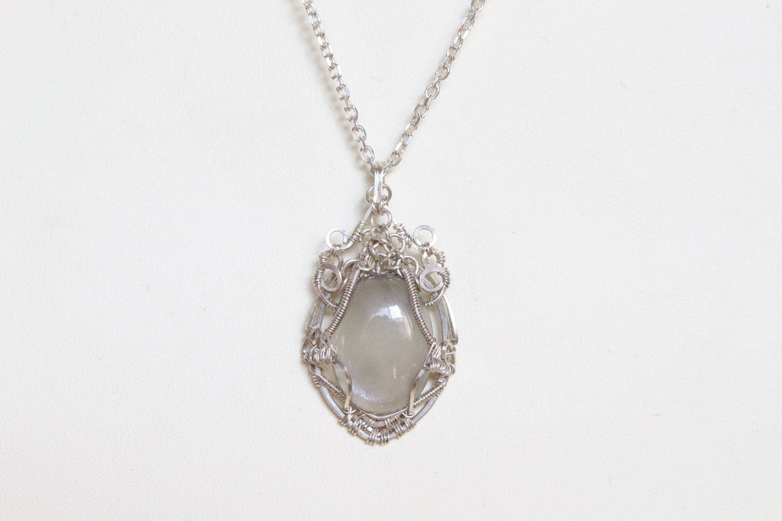 Moonstone silver925 wire wrapping pendant