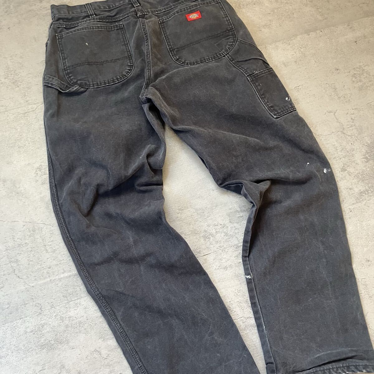 00s Dickies ダック ペインターパンツ ブラック ペンキ フェード 36×34