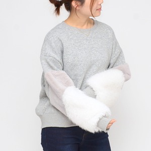 【ふわふわファー袖】メランジ裏起毛トップス ‐ LER-24139 グレー ‐