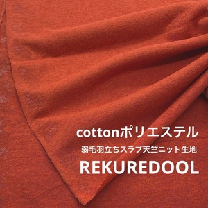 ★NY671◆3.4m◆ラスト1点‼◆弱毛羽立ちスラブ天竺ニット生地◆レンガ色