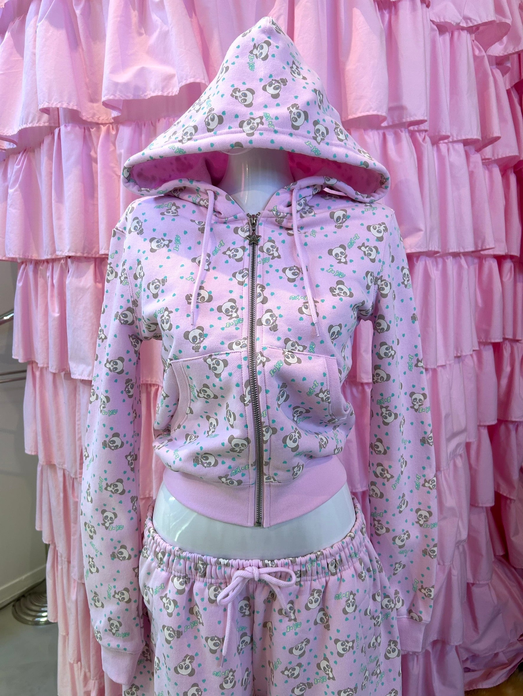 Ashley WILLIAMS SHRUNK BABY HOODIE / pink panda