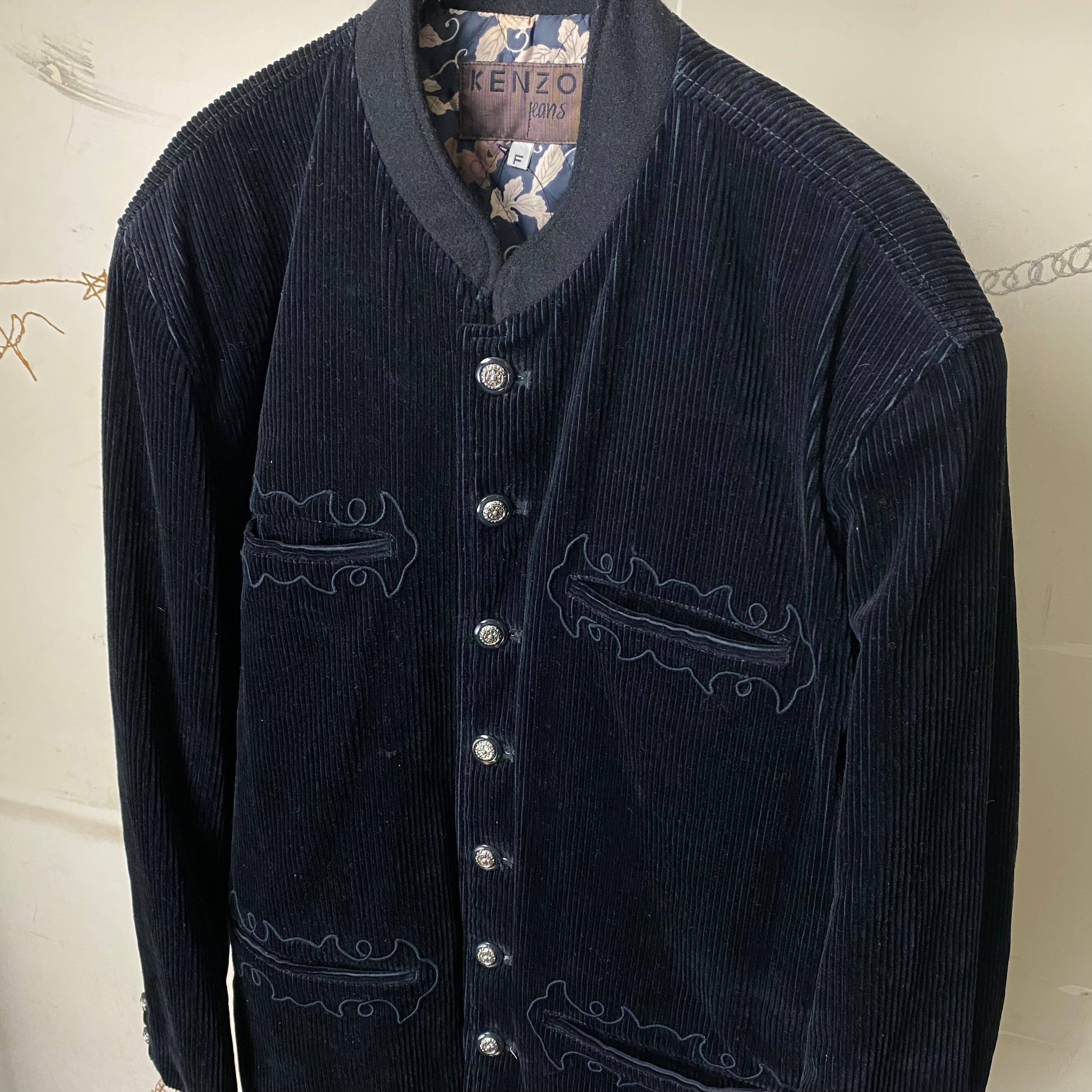 vintage KENZO JEANS black corduroy napoleon jacket | NOIR ONLINE