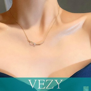ネックレス アクセサリー チェーンネックレス リボン結び きらきら 細めネックレス 上品 輝く 結婚式 首飾り ラインストーン 女子会 プレゼント アクセサリー アクセ VEZY ベジー ItemNo.【16970527】