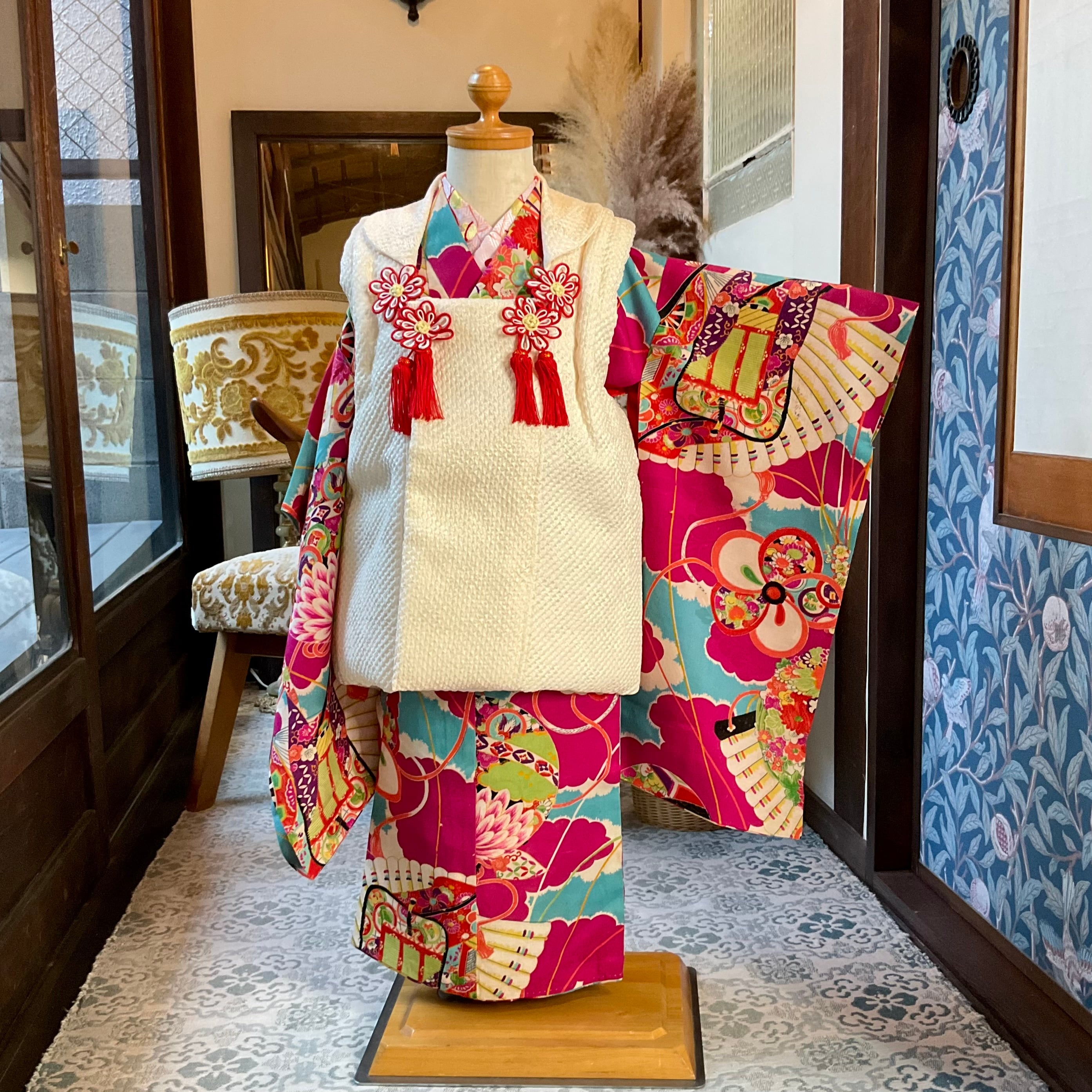508ag79着物のみ◎七五三 三歳 女の子 アンティーク着物 レトロ 橘 子供着物 | kimono tento