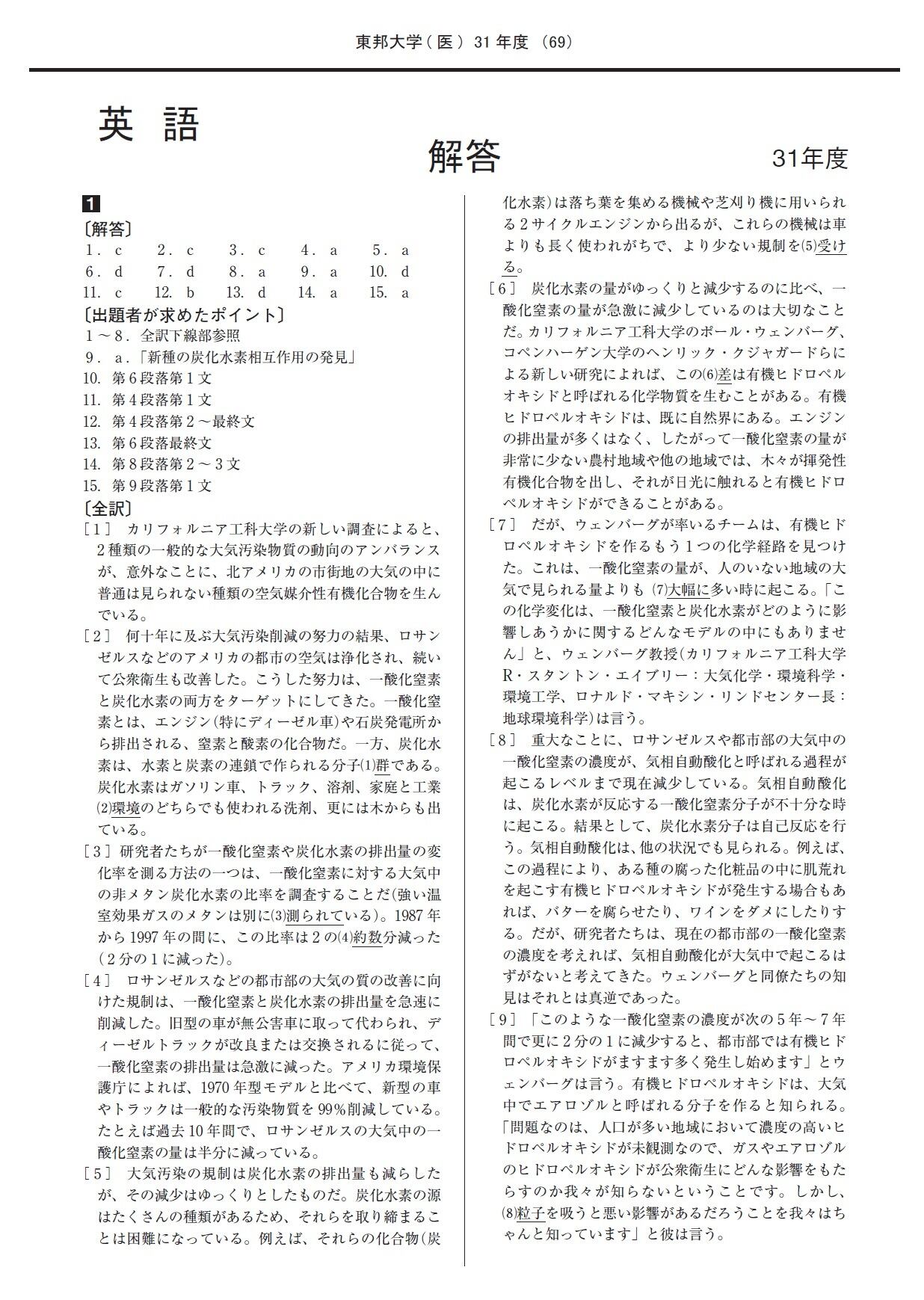 2025年度 私立医学部入試問題と解答 10.東邦大学 | 青本公式ショップ