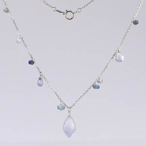 Silver925  天然カルセドニーブルーミックスネックレス