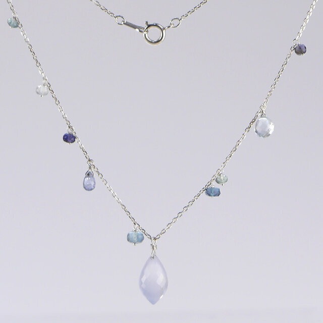 Silver925  天然カルセドニーブルーミックスネックレス