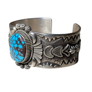 Navajo Thomas Jim silver egyptian turquoise bangle