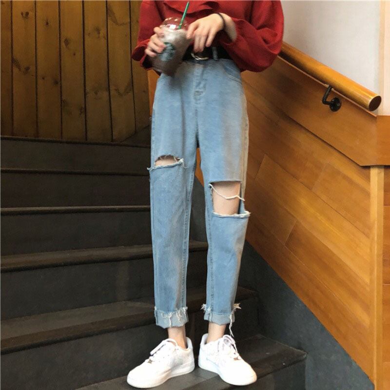 スプリングスタンダードハイウェスト薄手ジーンズ クロップド レトロ 春物 YY-ファッション4489324253