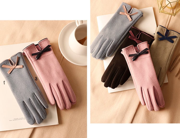 メール便】スマホ操作可能 リボン裏起毛手袋／glove180 | DAY CLOSET