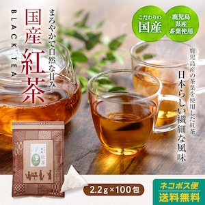 国産紅茶 鹿児島県産 2.2ｇ×100包 1杯あたり約12円 ティーバッグ ネコポス便 送料無料 無添加 八重撫子