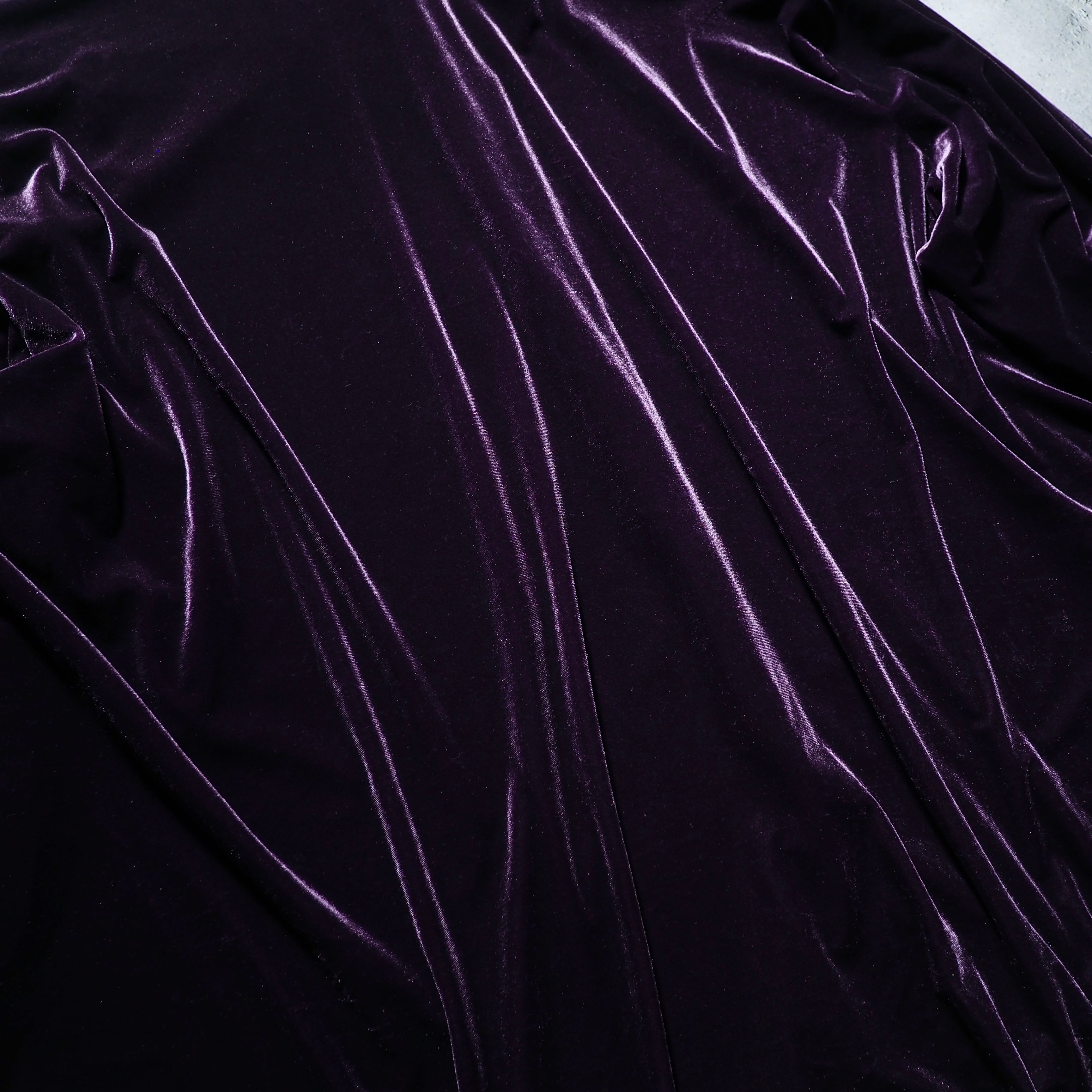 1990s Beautiful luster purple color vintage Drape loose velours shirt