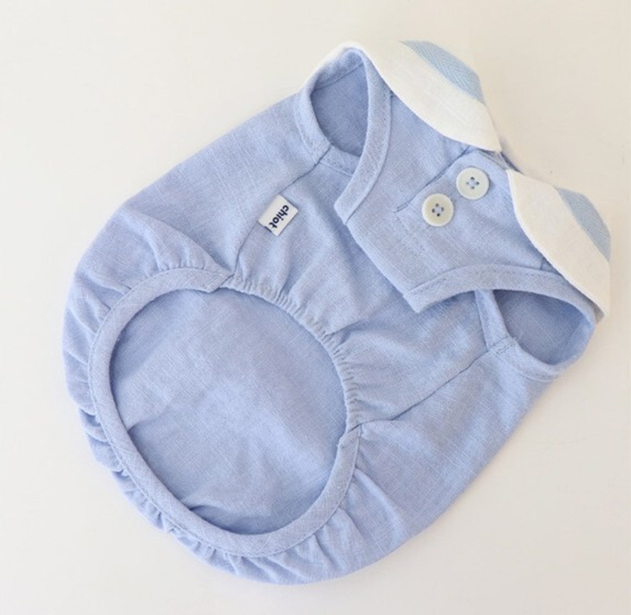 即納 【chiot】パステルリネンケープトップ　ブルー　