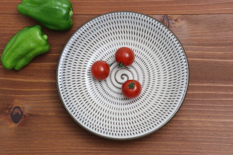 小石原焼 蔵人窯 6寸皿 飛び鉋 Koishiwara-yaki Plate 18cm