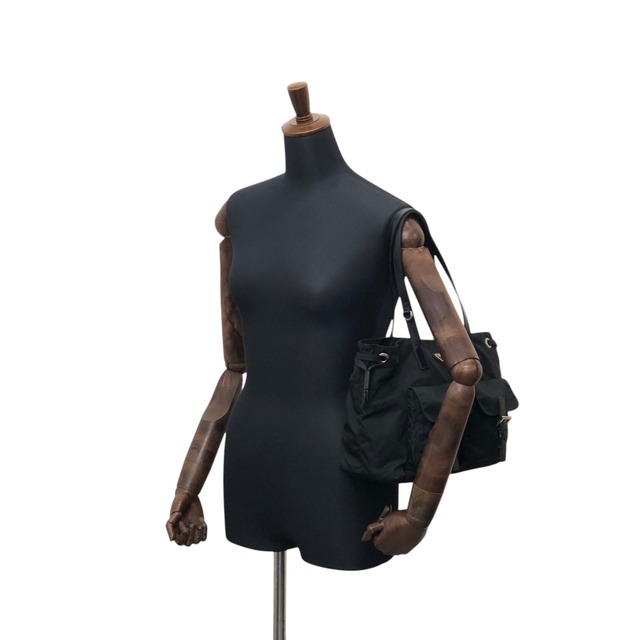 PRADA プラダ ハンドバッグ ブラック トライアングルロゴ ナイロン ダブルポケット トートバッグ vintage ヴィンテージ オールド crdzaw