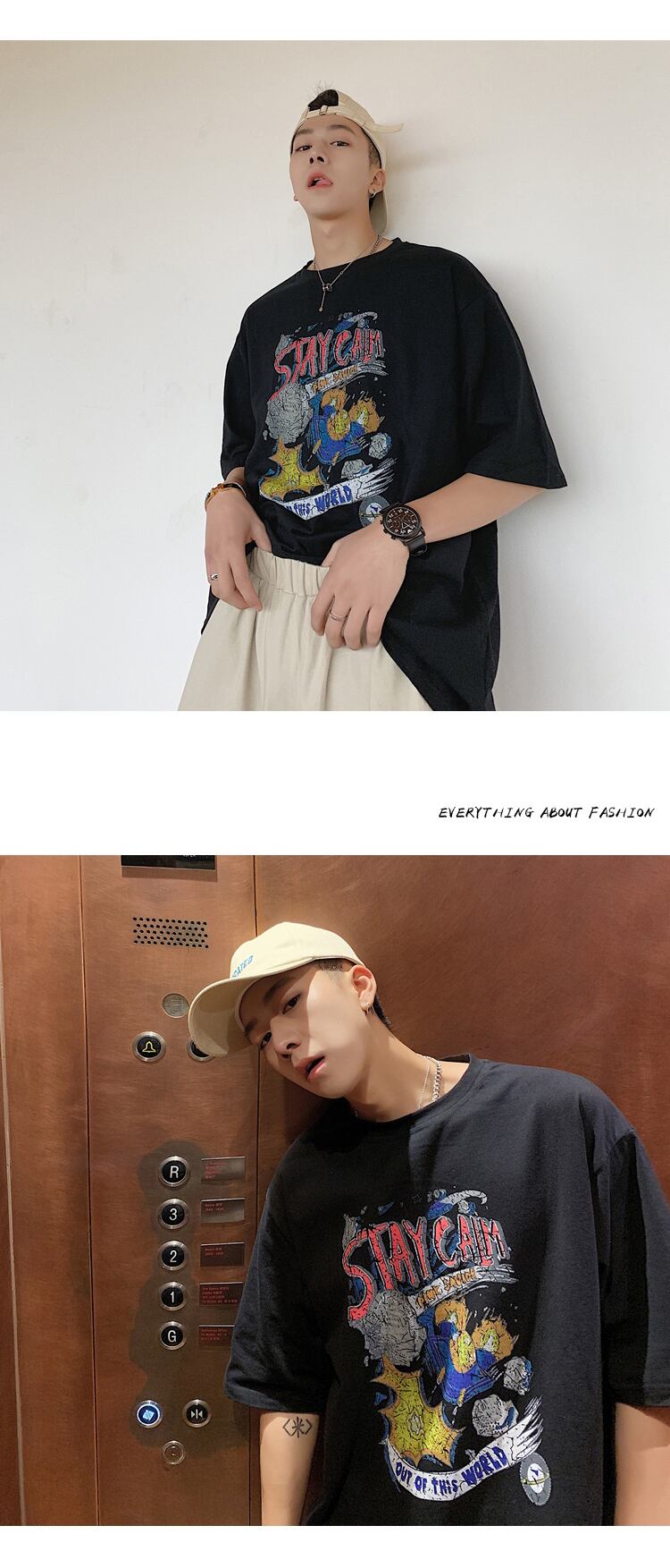 全3色 Tシャツ カットソー プリント カジュアル シンプル