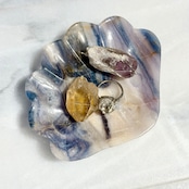 　シルキーフローライト＊シェル型＊トレイ＊天然石インテリア＊貝モチーフ