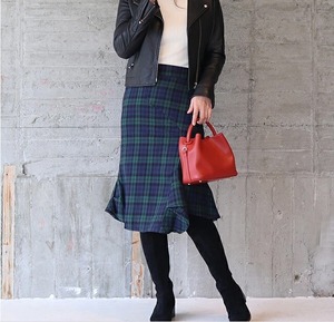 ★即日配送★yumeribonマーメイドスカート(グリーンチェック)【公式】