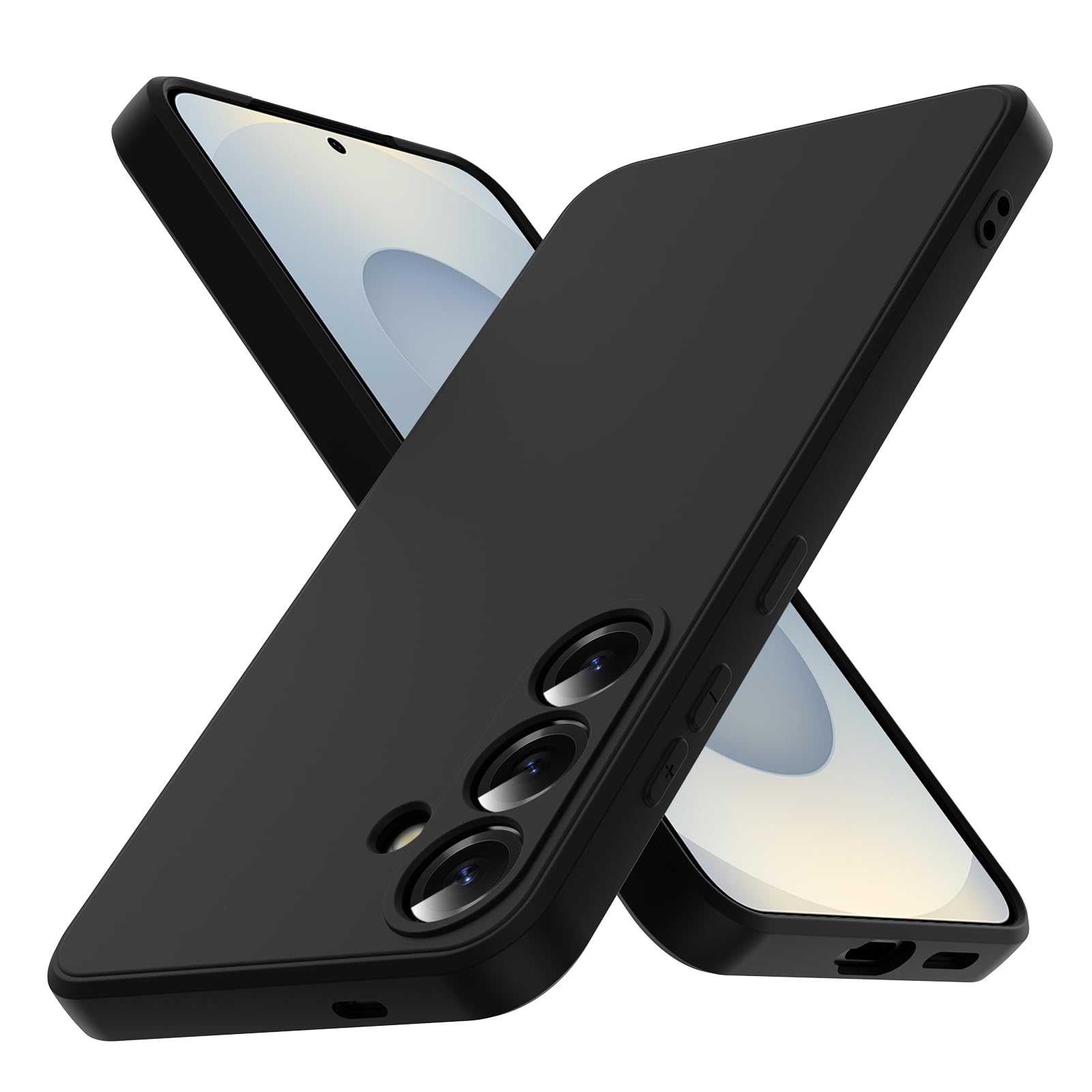 CMYFPOFL 対応 Galaxy S25 用の ケース シリコン 耐衝撃 柔軟 薄型 衝撃吸収 携帯カバー ブラック