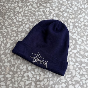 STUSSY / 90’s logo beanie 白タグ size Free
