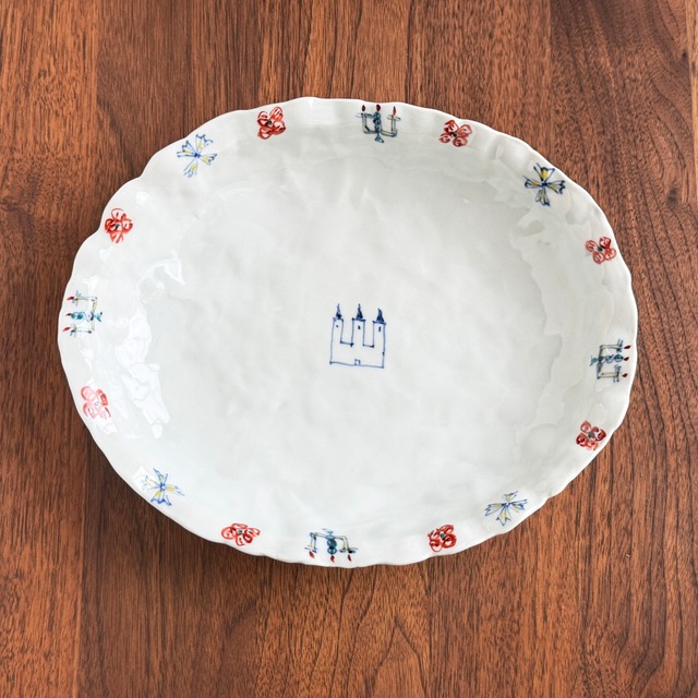 松尾貞一郎 | 楕円鉢 23.5cm(お城図) 貞土窯・有田