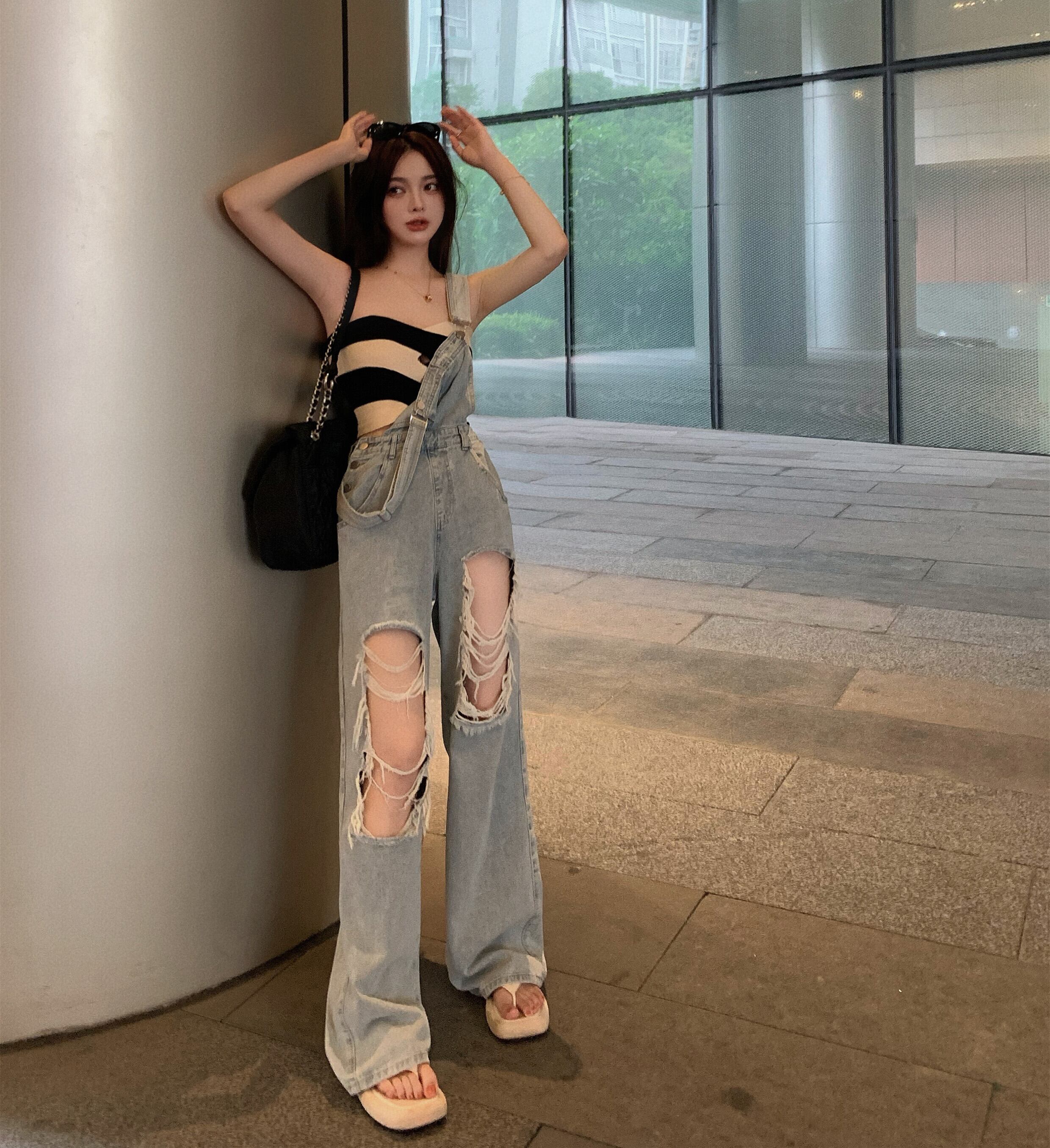 ジーンズ サマーハイウェストパンツ スタンダード薄手ルーズ レトロ 夏物 ガールズファッション29926080068