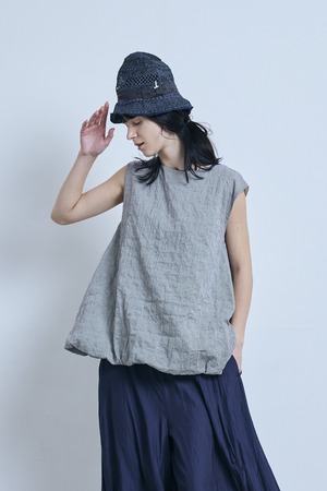 g_612  STRIPE & CHECK BALLOON TUNIC