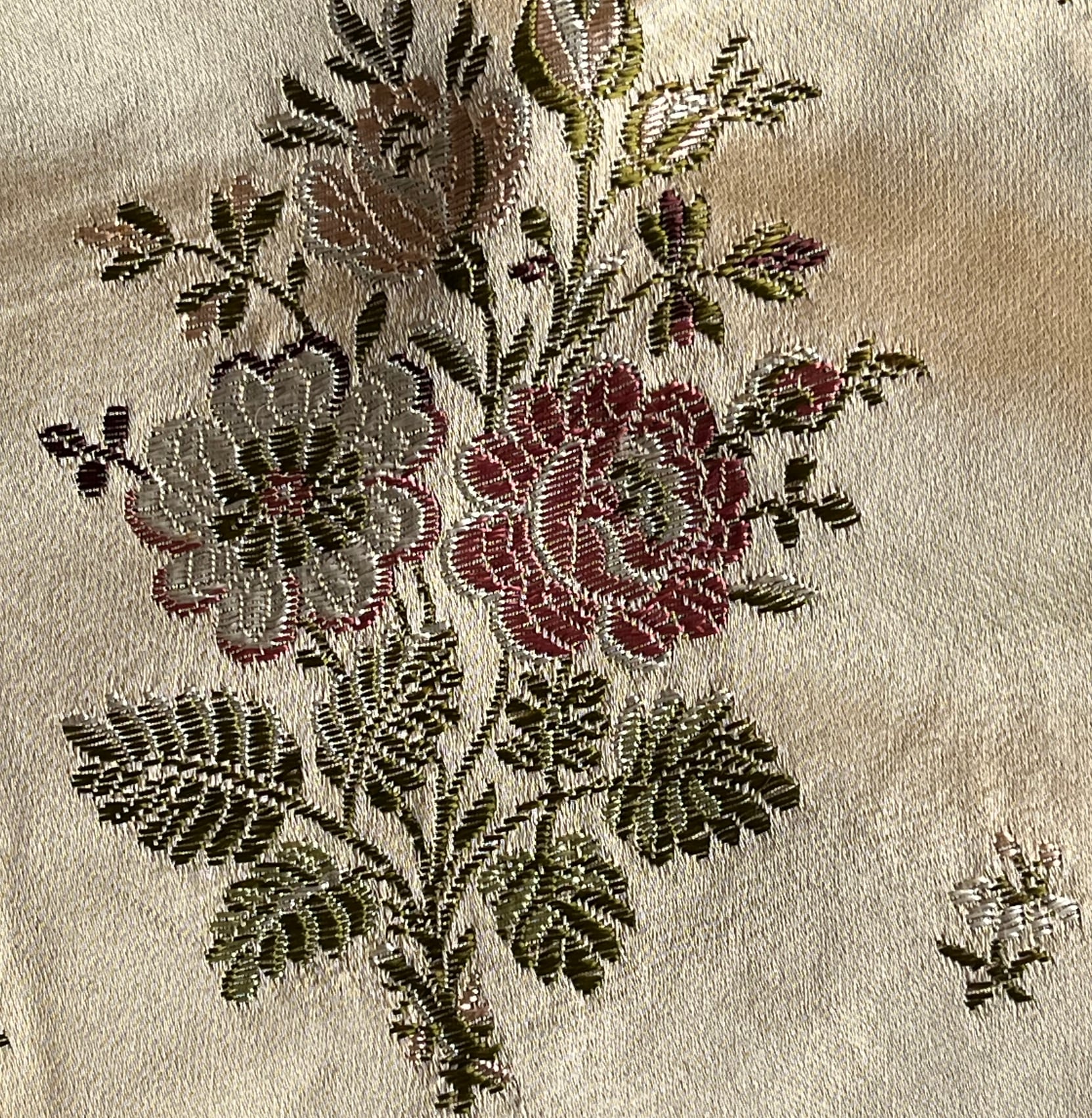 フランスアンテークシルクサテン生地 Vintage Fabric生地 シルク サテン織 約50×40cm フランス製