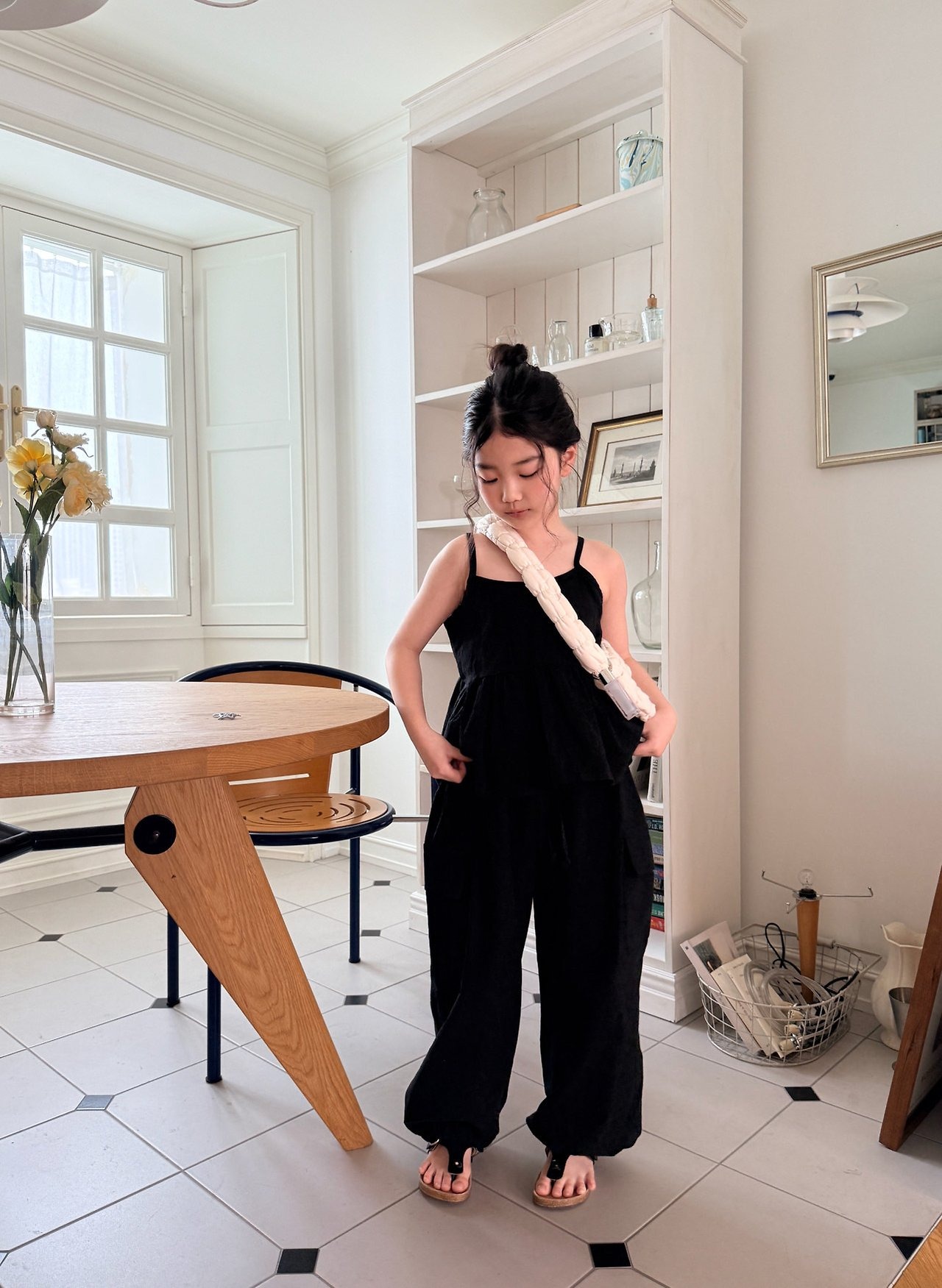 [COMMA] Linen Frill Sleeveless (140/150) / [콤마] 린넨프릴나시 (140/150)