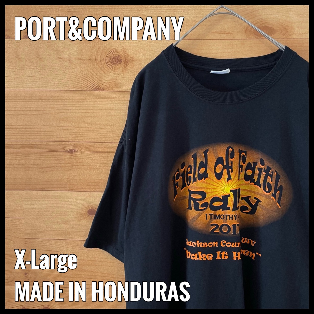 【PORT&COMPANY】イベント ロゴ プリント Tシャツ Field Of Faith Rally XL ビッグサイズ US古着