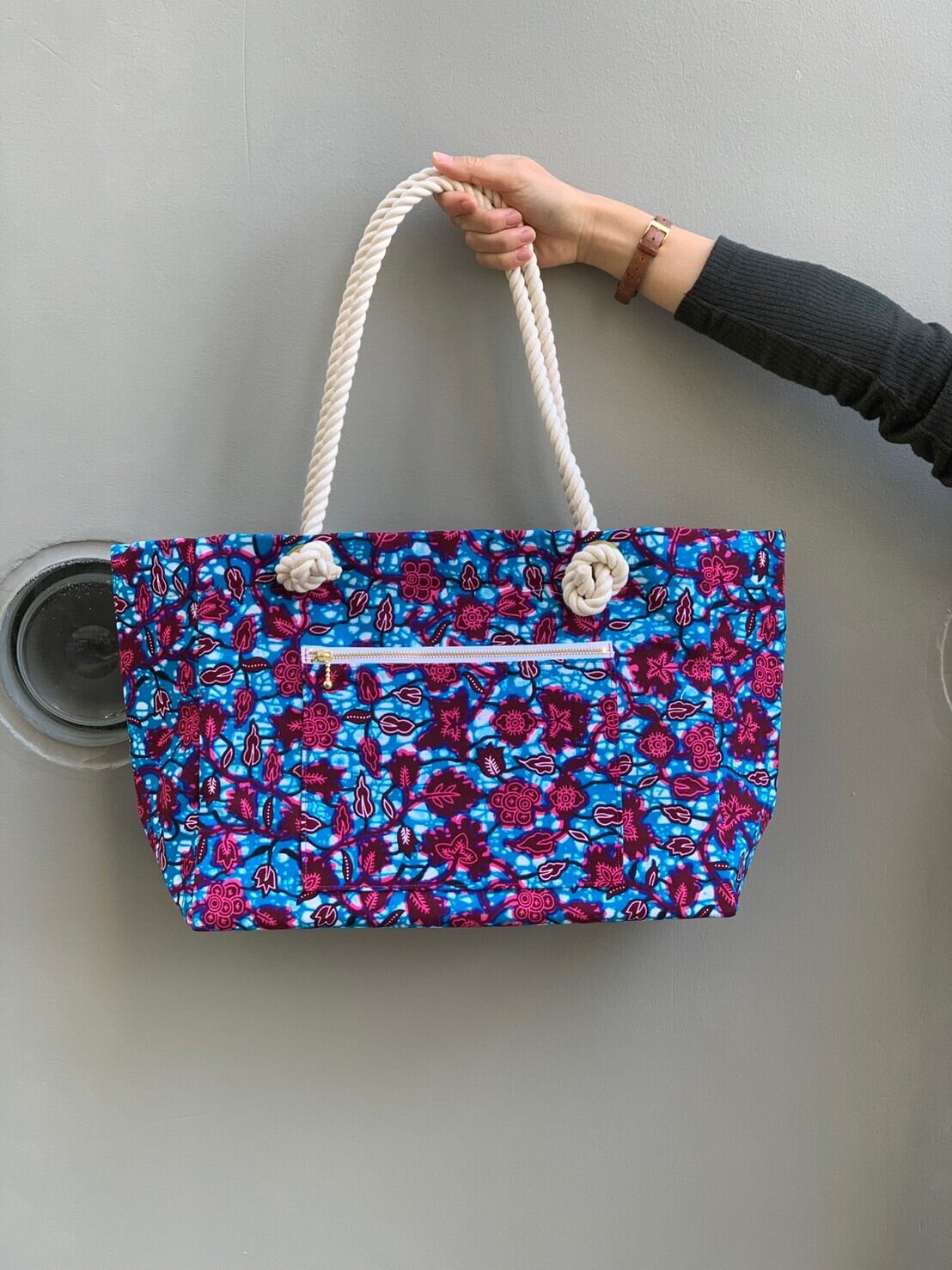 大きなトートバッグ 青 Gueneu