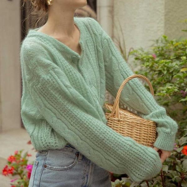 French Retro Mohair Paste Knit Cardigan*S-852