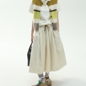 Drawstring midi-length gathered flare skirt  T4285