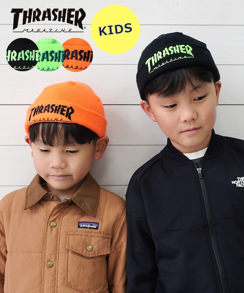 THRASHER スラッシャー キッズ MAG LOGO ネオン ニットキャップ 24TH-N51K 子供 帽子 ビーニー 秋冬